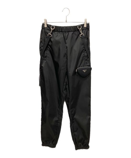 PRADA（プラダ）PRADA (プラダ) ポーチ付 Re Nylon サスペンダーパンツ ブラック サイズ:38の古着・服飾アイテム