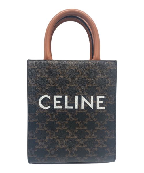 CELINE（セリーヌ）CELINE (セリーヌ) ミニ バーティカル トリオンフ キャンバス CELINE カバ ブラウン サイズ:mini/ミニの古着・服飾アイテム