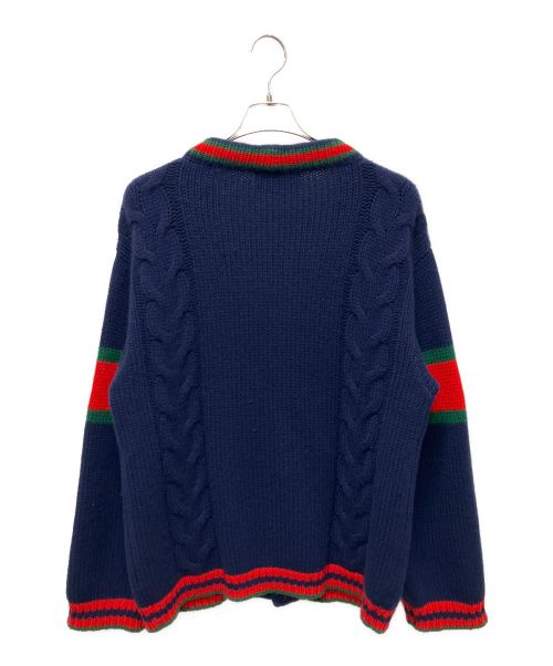 GUCCI（グッチ）GUCCI (グッチ) オーバーサイズ ケーブルニット カーディガン ネイビー サイズ:Sの古着・服飾アイテム