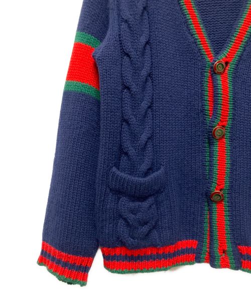 GUCCI（グッチ）GUCCI (グッチ) オーバーサイズ ケーブルニット カーディガン ネイビー サイズ:Sの古着・服飾アイテム
