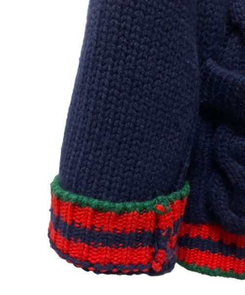 GUCCI（グッチ）GUCCI (グッチ) オーバーサイズ ケーブルニット カーディガン ネイビー サイズ:Sの古着・服飾アイテム