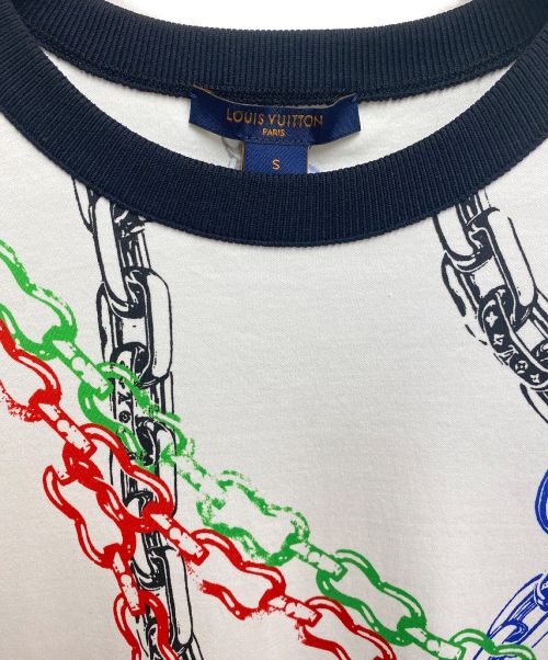 LOUIS VUITTON（ルイ ヴィトン）LOUIS VUITTON (ルイ ヴィトン) マルチカラーチェーンプリントTシャツ ホワイト サイズ:Sの古着・服飾アイテム