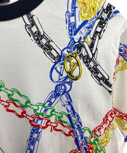 LOUIS VUITTON（ルイ ヴィトン）LOUIS VUITTON (ルイ ヴィトン) マルチカラーチェーンプリントTシャツ ホワイト サイズ:Sの古着・服飾アイテム