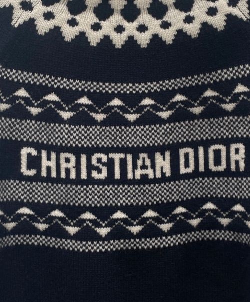 Christian Dior（クリスチャン ディオール）Christian Dior (クリスチャン ディオール) ノルディックロゴセーター ネイビー サイズ:42の古着・服飾アイテム