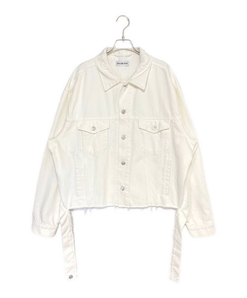 BALENCIAGA（バレンシアガ）BALENCIAGA (バレンシアガ) カットウエストバンドデニムジャケット ホワイト サイズ:40の古着・服飾アイテム