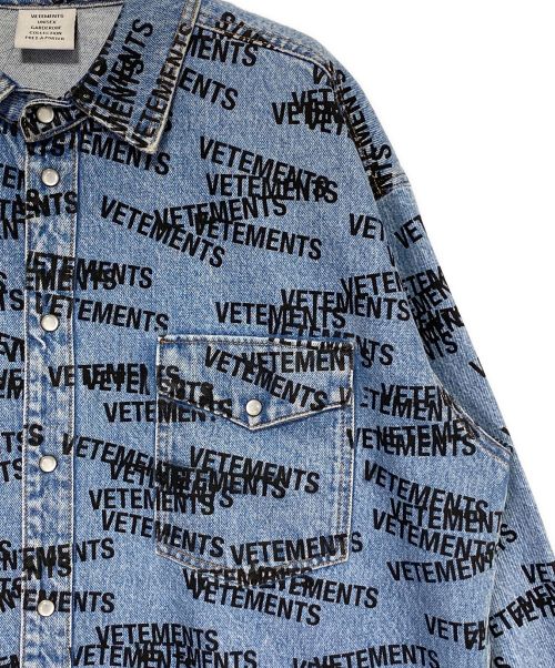 VETEMENTS（ヴェトモン）VETEMENTS (ヴェトモン) スタンプロゴデニムシャツジャケット サイズ:XSの古着・服飾アイテム