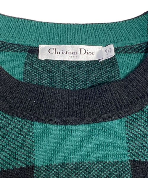 Christian Dior（クリスチャン ディオール）Christian Dior (クリスチャン ディオール) ジャディオールニット グリーン×ブラック サイズ:38の古着・服飾アイテム