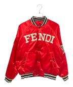 FENDIフェンディ）の古着「ロゴサテンボンバージャケット」｜レッド