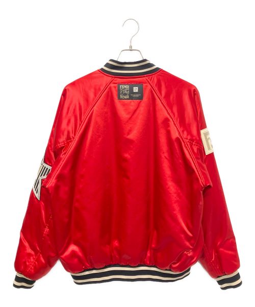 FENDI（フェンディ）FENDI (フェンディ) ロゴサテンボンバージャケット レッド サイズ:46の古着・服飾アイテム