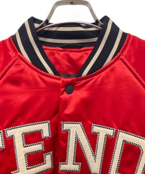 FENDI（フェンディ）FENDI (フェンディ) ロゴサテンボンバージャケット レッド サイズ:46の古着・服飾アイテム