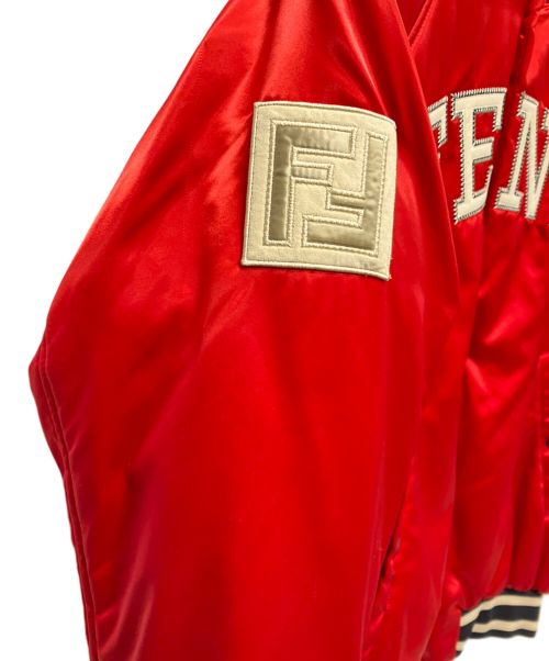 FENDI（フェンディ）FENDI (フェンディ) ロゴサテンボンバージャケット レッド サイズ:46の古着・服飾アイテム