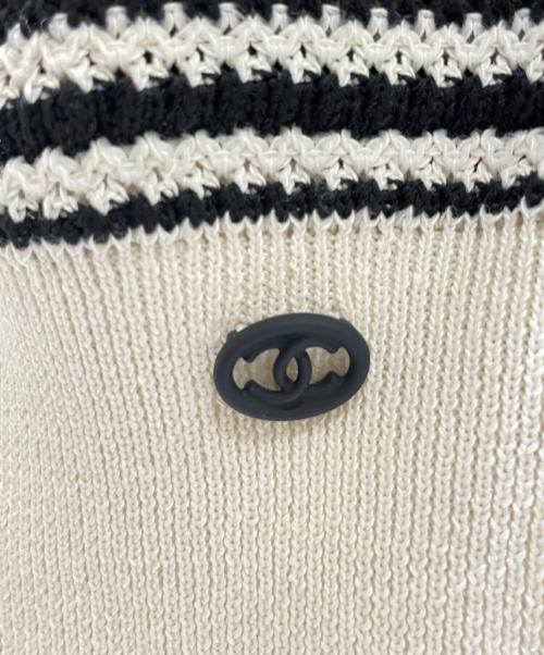 CHANEL（シャネル）CHANEL (シャネル) シルク混チルデンニット アイボリー×ブラック サイズ:34の古着・服飾アイテム
