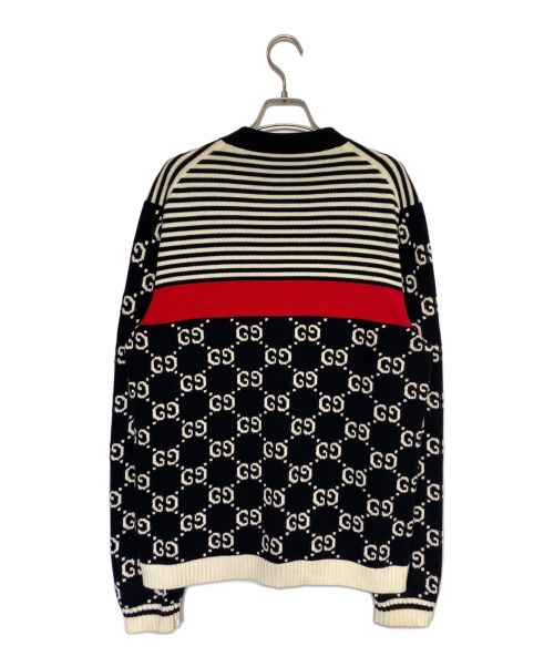 GUCCI（グッチ）GUCCI (グッチ) GGストライプカーディガン ネイビー サイズ:Lの古着・服飾アイテム