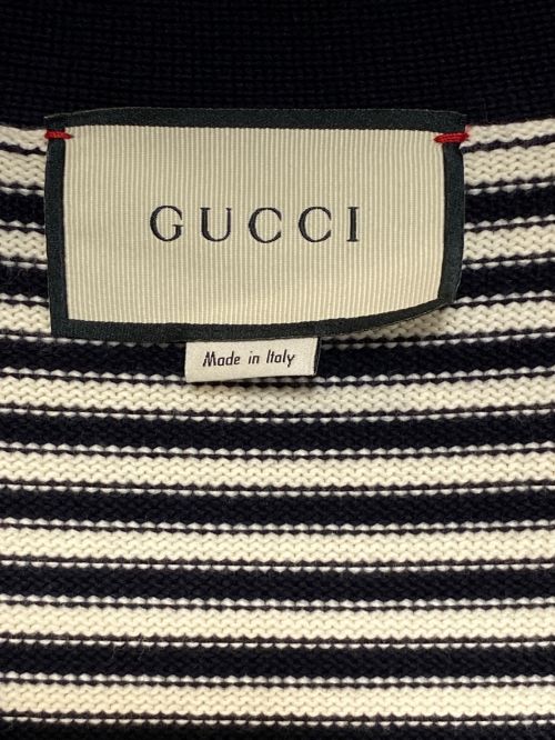 GUCCI（グッチ）GUCCI (グッチ) GGストライプカーディガン ネイビー サイズ:Lの古着・服飾アイテム