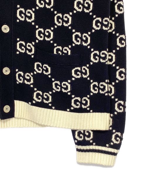GUCCI（グッチ）GUCCI (グッチ) GGストライプカーディガン ネイビー サイズ:Lの古着・服飾アイテム