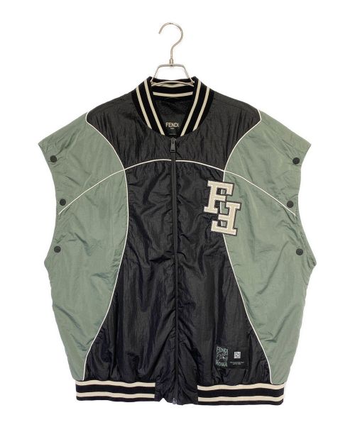 FENDI（フェンディ）FENDI (フェンディ) ナイロンジャケット ブラック×グリーン サイズ:50の古着・服飾アイテム