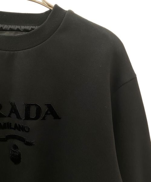 PRADA（プラダ）PRADA (プラダ) ベロアロゴスウェット ブラック サイズ:XSの古着・服飾アイテム