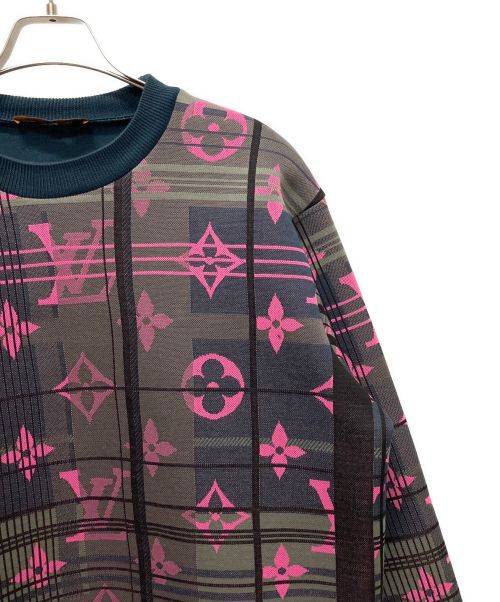 LOUIS VUITTON（ルイ ヴィトン）LOUIS VUITTON (ルイ ヴィトン) モノグラムジャカード スウェット グレー×ピンク サイズ:XLの古着・服飾アイテム