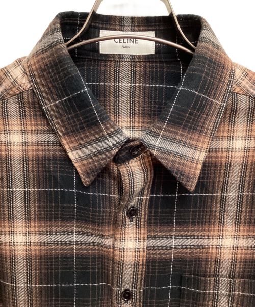 CELINE（セリーヌ）CELINE (セリーヌ) オンブレチェックシャツ ブラウン サイズ:37の古着・服飾アイテム
