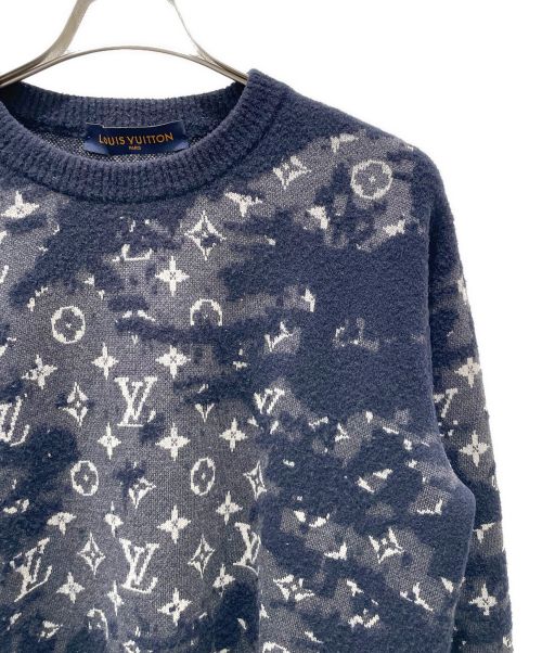 LOUIS VUITTON（ルイ ヴィトン）LOUIS VUITTON (ルイ ヴィトン) ディストレスト モノグラム LVロゴ ニット ネイビー サイズ:Sの古着・服飾アイテム