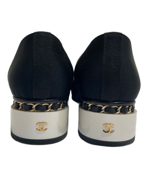 CHANEL（シャネル）CHANEL (シャネル) ココマークチェーンヒールパンプス ブラック サイズ:361/2の古着・服飾アイテム
