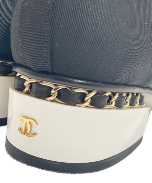 CHANEL（シャネル）CHANEL (シャネル) ココマークチェーンヒールパンプス ブラック サイズ:361/2の古着・服飾アイテム