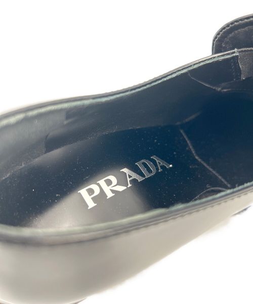 PRADA（プラダ）PRADA (プラダ) レザーローファーヒールパンプス ブラック サイズ:38の古着・服飾アイテム