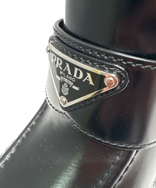 PRADA（プラダ）PRADA (プラダ) レザーローファーヒールパンプス ブラック サイズ:38の古着・服飾アイテム
