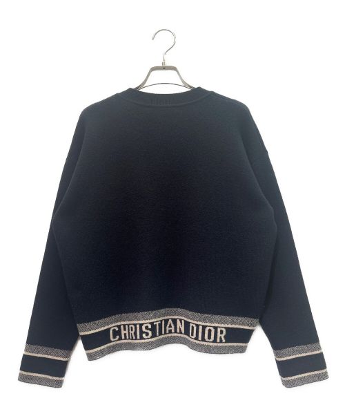 Christian Dior（クリスチャン ディオール）Christian Dior (クリスチャン ディオール) Dior Logo Cashmere Knit Sweater ロゴバンド カシミヤ ニット ネイビー サイズ:38の古着・服飾アイテム
