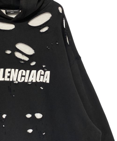 BALENCIAGA（バレンシアガ）BALENCIAGA (バレンシアガ) Caps Destroyed Hoodie ブラック サイズ:XXSの古着・服飾アイテム