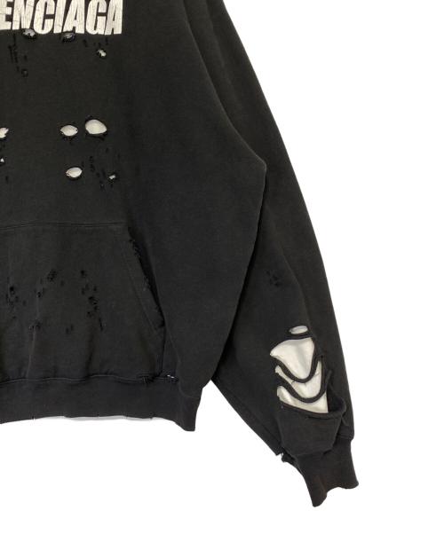 BALENCIAGA（バレンシアガ）BALENCIAGA (バレンシアガ) Caps Destroyed Hoodie ブラック サイズ:XXSの古着・服飾アイテム