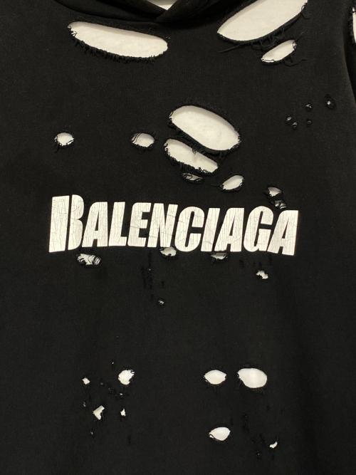 BALENCIAGA（バレンシアガ）BALENCIAGA (バレンシアガ) Caps Destroyed Hoodie ブラック サイズ:XXSの古着・服飾アイテム