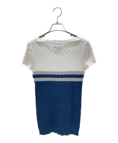 CHANEL（シャネル）CHANEL (シャネル) ココボタンシルク混ニット ネイビー×ホワイト サイズ:36の古着・服飾アイテム