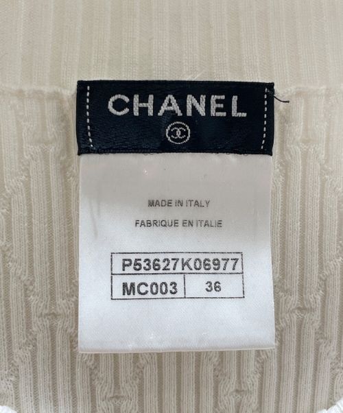 CHANEL（シャネル）CHANEL (シャネル) ココボタンシルク混ニット ネイビー×ホワイト サイズ:36の古着・服飾アイテム