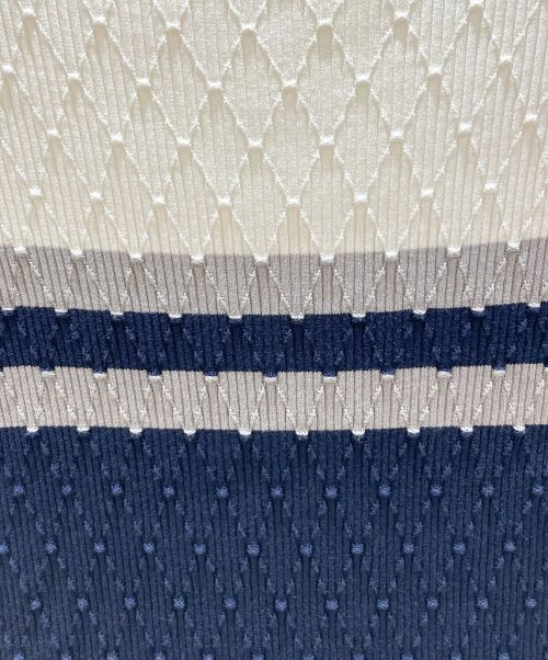 CHANEL（シャネル）CHANEL (シャネル) ココボタンシルク混ニット ネイビー×ホワイト サイズ:36の古着・服飾アイテム