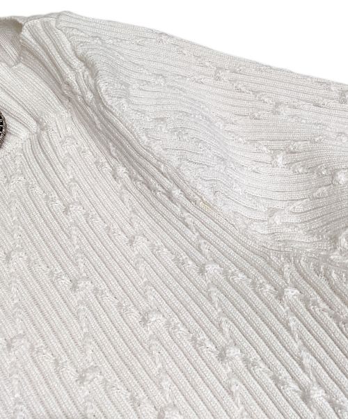 CHANEL（シャネル）CHANEL (シャネル) ココボタンシルク混ニット ネイビー×ホワイト サイズ:36の古着・服飾アイテム