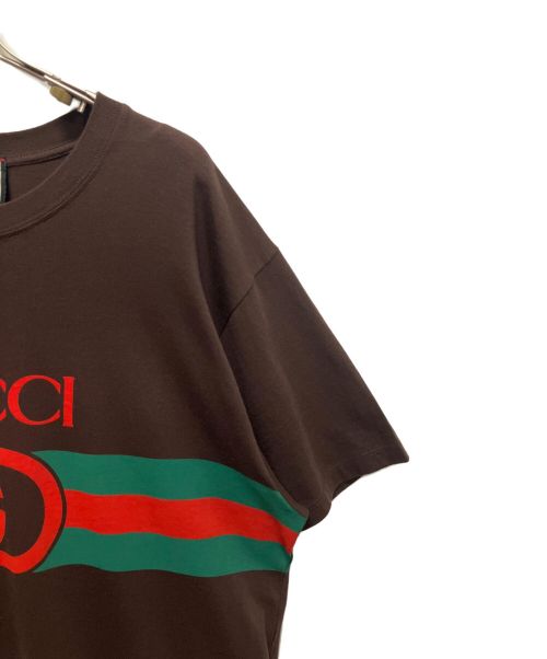 GUCCI（グッチ）GUCCI (グッチ) インターロッキングGTシャツ ブラウン サイズ:XSの古着・服飾アイテム