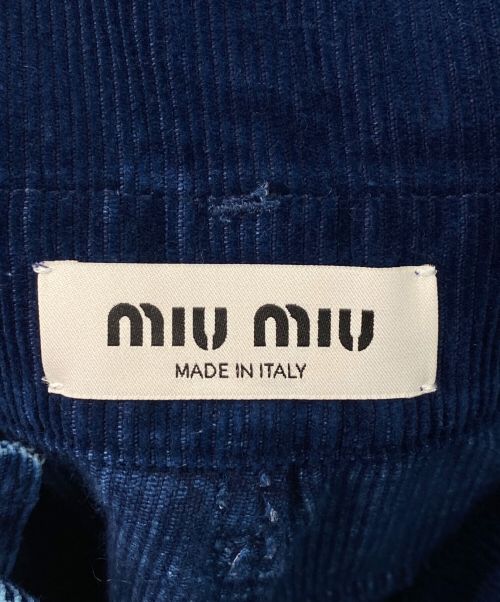 MIU MIU（ミュウミュウ）MIU MIU (ミュウミュウ) ウォッシュドベルベットロングオーバーオール インディゴ サイズ:36の古着・服飾アイテム