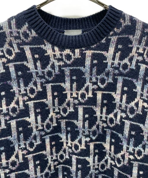 Dior（ディオール）Dior (ディオール) DIOR Oblique Wool Jacquard Sweater/オブリークウールジャガードセーター ネイビー サイズ:Ｍの古着・服飾アイテム