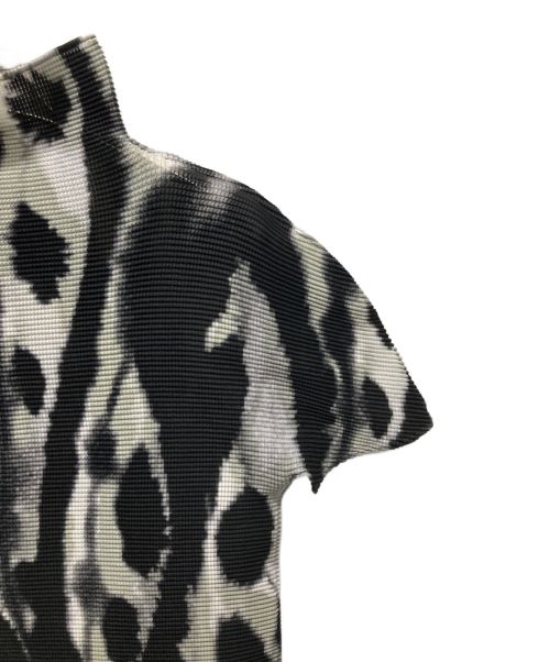 me ISSEY MIYAKE（ミーイッセイ ミヤケ）me ISSEY MIYAKE (ミーイッセイ ミヤケ) マーブル柄半袖プリーツカットソー ブラック サイズ:FREEの古着・服飾アイテム
