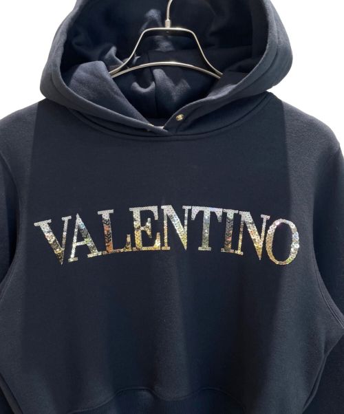 VALENTINO（ヴァレンティノ）VALENTINO (ヴァレンティノ) スパンコールロゴパーカー ネイビー サイズ:Sの古着・服飾アイテム