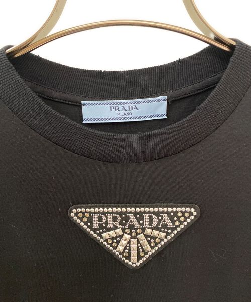 PRADA（プラダ）PRADA (プラダ) エンブロイダリージャージーTシャツ ブラック サイズ:Sの古着・服飾アイテム