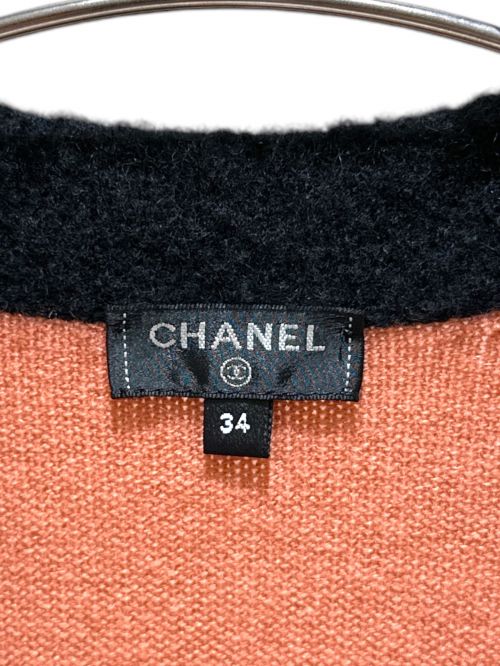 CHANEL（シャネル）CHANEL (シャネル) ココボタンカシミヤニットカーディガン ピンク×ブラック サイズ:34の古着・服飾アイテム