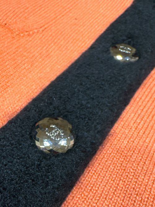 CHANEL（シャネル）CHANEL (シャネル) ココボタンカシミヤニットカーディガン ピンク×ブラック サイズ:34の古着・服飾アイテム