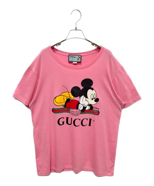 GUCCI（グッチ）GUCCI (グッチ) DISNEY (ディズニー) ×Disney ミッキー ロゴ カットソー ピンク サイズ:Mの古着・服飾アイテム