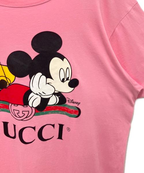 GUCCI（グッチ）GUCCI (グッチ) DISNEY (ディズニー) ×Disney ミッキー ロゴ カットソー ピンク サイズ:Mの古着・服飾アイテム