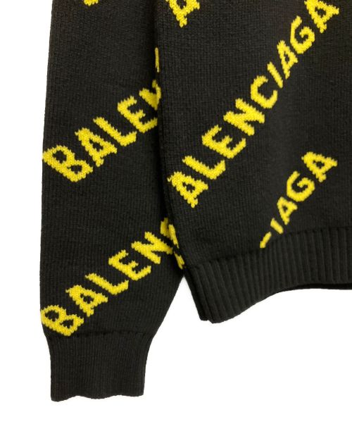 BALENCIAGA（バレンシアガ）BALENCIAGA (バレンシアガ) オールオーバーロゴニット ブラック×イエロー サイズ:Sの古着・服飾アイテム