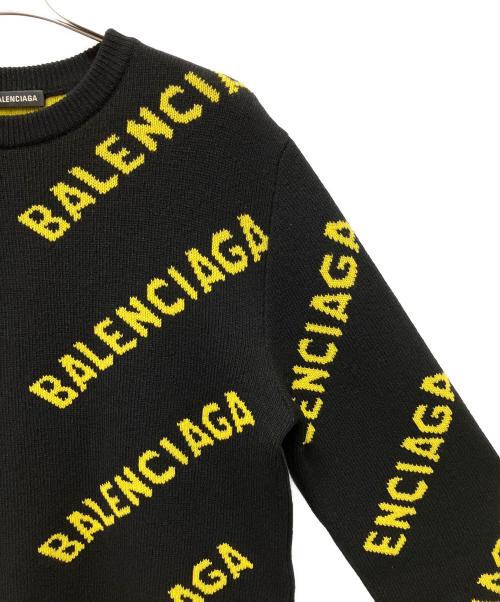 BALENCIAGA（バレンシアガ）BALENCIAGA (バレンシアガ) オールオーバーロゴニット ブラック×イエロー サイズ:Sの古着・服飾アイテム