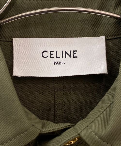 CELINE（セリーヌ）CELINE (セリーヌ) ミリタリーポケットシャツワンピース オリーブ サイズ:38の古着・服飾アイテム