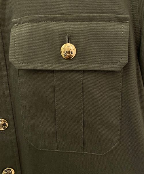 CELINE（セリーヌ）CELINE (セリーヌ) ミリタリーポケットシャツワンピース オリーブ サイズ:38の古着・服飾アイテム